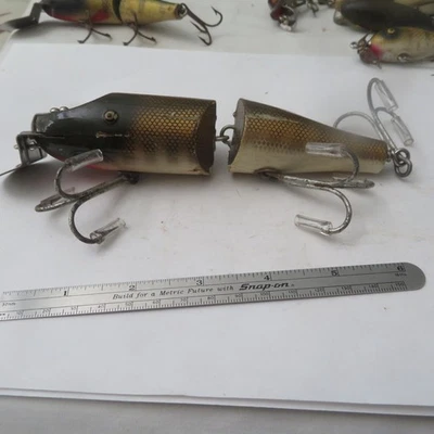 FISHING LURE CREEK CHUB 6" WOOD HUSKY PIKIE MINNOW JOINTED TACK PIKIE GOLD SCALE - Image 1 of 4