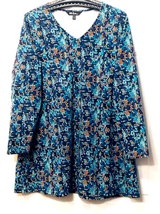 NEU Ulla Popken Gr. 12/14 (L) Strick Top Tunika Langarm Multi Punkte Ornament - Bild 1 von 11