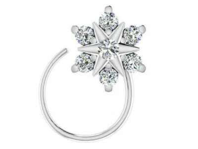 Hermosas horquillas nasales finas para mujer Real 935 Argentium plateadas forma redonda rubíes rojos Foto 1 de 4