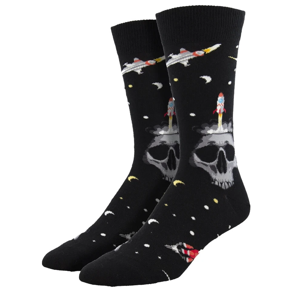 Calcetines Socksmith Para Hombre Crew Calavera Soplada en el Espacio Novedad Calzado Foto 1 de 1