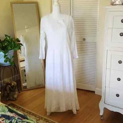 White cotton hand-embroidered Anarkali dress from India excellent condition - Image 1 of 4