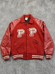 Vintage P Wing 1950’s Varsity Letterman Wool Leather Jacket Size 40 - Picture 1 of 11