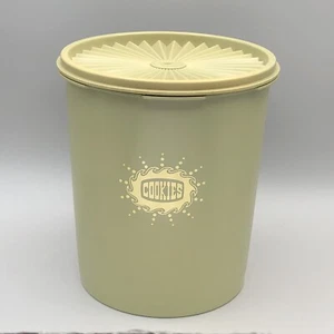 Vintage Tupperware #807-2 With Lid Cookie Jar Storage Canister Avocado Green - Picture 1 of 12