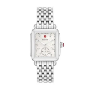 Michele Deco Mid Steel Mother of Pearl Diamond Dial Lady's Watch MWW06V000002 - Picture 1 of 3