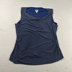 Anne Klein Top Womens XL Blue Polka Dot Sleeveless Cowl Neck Pullover NWT - Picture 1 of 9