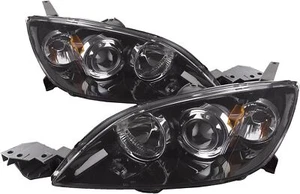 Black 2004-2009 For Mazda 3 Hatchback Headlights Halogen Projector Headlamps Set - Picture 1 of 5