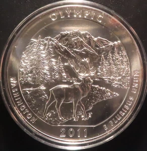 2011 5 Oz Silver Quarter - Olympic, Washington America the Beautiful ATB - Picture 1 of 16