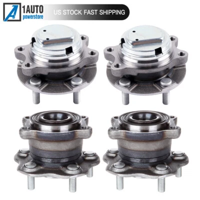 Conjunto de cojinete de cubo de rueda 4 piezas para Infiniti EX37 G37 M56 2007-2013 Nissan 370Z Foto 1 de 4