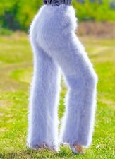SUPERTANYA fuzzy blue mohair pants handmade fluffy mohair trousers leg warmers