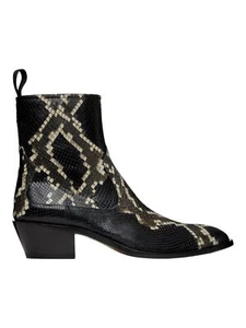 Bally Gaiman 6304139 Men's Multiblack Snake Embossed Leather Boots MSRP $1100 - Picture 1 of 4