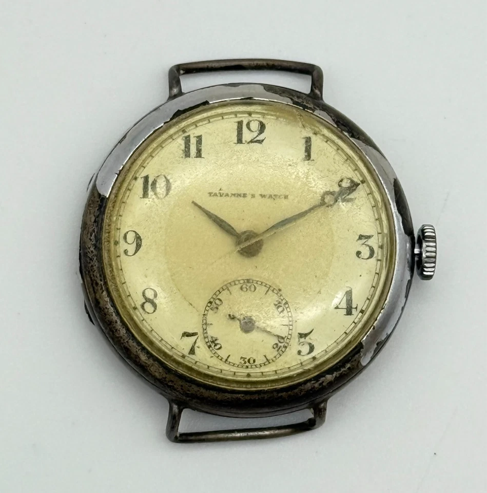 Vintage TAVANNES .900 Silver Trench Watch, Small Sec, Swiss Mechanical FOR PARTS - Image 1 of 4