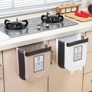 Hanging Trash Cans Waste Bin for Kitchen Cabinet Door Folding Wall Mounted - Picture 1 of 23