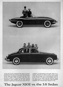 1962 Jaguar XKE XK-E Convertible vs. the 3.8 Sedan Original Rare Ad - Picture 1 of 1