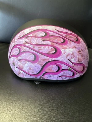 Daytona Cascos Media Calavera Gorra Llamas Rosa Talla XS Totalmente Nuevos Foto 1 de 4