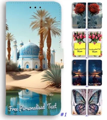 Personalised Text Wallet Phone Cover For HTC U Ultra Play 12+ 11 X9 X10 530 820 - Image 1 of 4