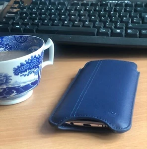IPHONE 13 Pro Étui Bleu Cuir Écran Nettoie Désinfectantes Tue 99.9% de Virus - Photo 1 sur 6