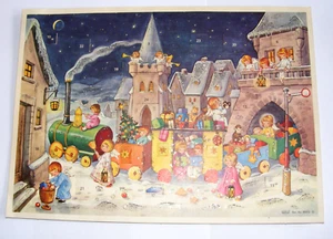 Adventskalender 1970 älter ?  Krüger Germany 851/2 Altstadt Engel Eisenbahn - Bild 1 von 5
