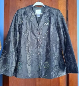 SUSAN GRAVER OLIVE GREEN SEQUIN EMBROIDERED Blazer SIZE M - NEW - Picture 1 of 6