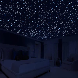 808 PIEZAS Brillan en la Oscuridad Estrellas para Techo, Brillantes Calcomanías de Pared Decoración Pegatinas,( - Imagen 1 de 1