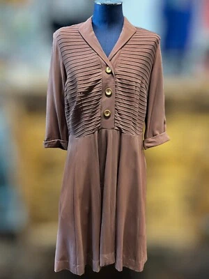 Vestido de moda vintage marrón pequeño blanco años 50 talla grande  Foto 1 de 4