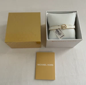 Michael Kors Armreif Armband neu im Karton goldfarben weiß Emaille mit Scharnier - Bild 1 von 6