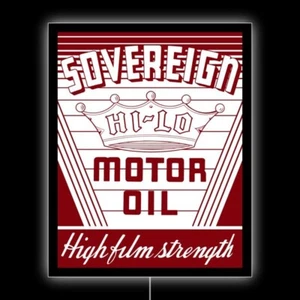 Sovereign HI LO Motor Oil NEU LED hängendes beleuchtetes Schild: 18x23" - Bild 1 von 1