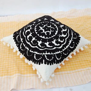16x16" Hand Embroidery Pillow Case Throw Floral Suzani Cushion Cover Zip Closure - Picture 1 of 5
