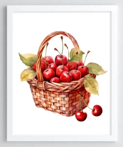Cherries Wall Art Print, Cherry Kitchen Art Print, Food Home Decor Art #36 - Picture 1 of 2