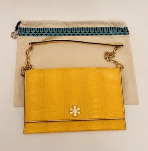 Tory Burch Snakeskin Kira Yellow  Shoulder Bag Clutch - Picture 1 of 6