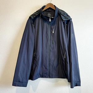 TUMI T-Tech Men’s XXL Navy Blue Water-Resistant Jacket Coat Removable Hood - Picture 1 of 12