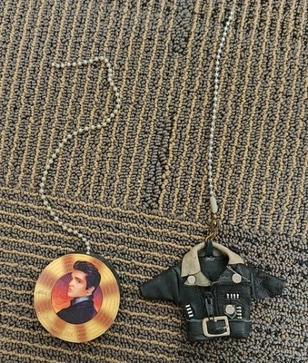 Set of 2 Elvis Presley Ceiling Light/Fan Pulls - Leather Jacket & Wood Potrait - Image 1 of 4