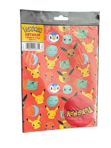 Official POKEMON Gift Wrap 2 Sheets +2 Tags Pokemon Gift wrap NEW PICACHU - Picture 1 of 2