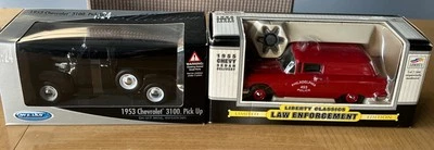 (2 Cars) 1955 Chevy Sedan Police + 1953 Chevy 3100 - NEW Die Cast - Image 1 of 4