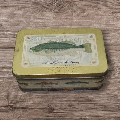 VTG Fish Themed Metal Collectible Storage Tin Hologram Effect Lodge, Cabin Decor - Image 1 of 4