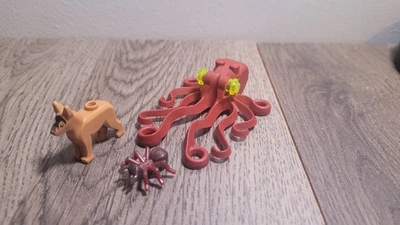Lego Small Animal Lot of 3 - Dark Red Octopus - Red Ant - Police Dog Figures - Image 1 of 2