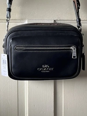 Bolso de cuero negro Coach para hombre ELIAS CB TIZA y correa negra herrajes plateados NUEVO CON ETIQUETAS Foto 1 de 4