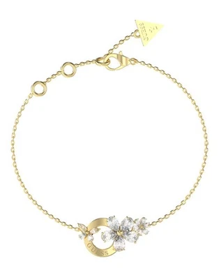 GUESS Lily Damen Armkette Armband Metall Gold Lilie mit Kristallpavé  17-21 cm - Bild 1 von 3