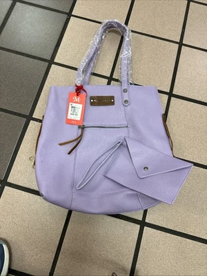 Bolso de mano de cuero lila MONTANA WEST 16" X 15" con embrague Foto 1 de 4