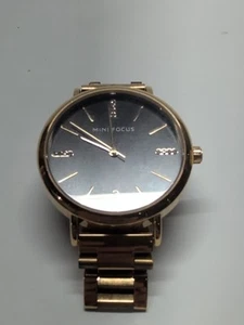 Mini Focus Women's Watch MF0036L Gold Tone Bracelet Band Black Dial New Battery - Picture 1 of 6