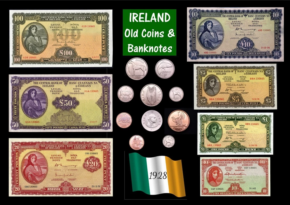 Monedas y billetes antiguos Irlanda PÓSTER A3 (enrollado) irlandés EIRE Lady Lavery [IRECB] Foto 1 de 1