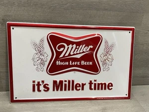 Vtg Miller Time High Life Beer 1981 Metal Original Sign 16" x 10" USA 22201 - Picture 1 of 5