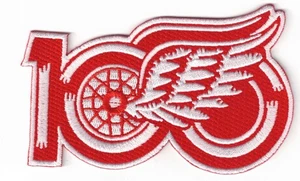 Detroit Red Wings 100th Anniversary Logo Embroidered 4in Iron / Sew-On Patch - Picture 1 of 2