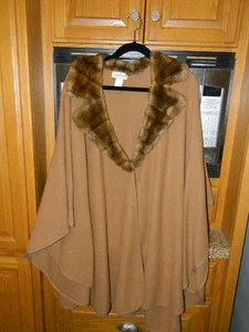 Nordstrom Open Poncho Knit with faux fur trim - P size - Picture 1 of 5