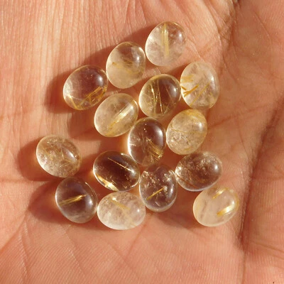 Natural Golden Rutile Oval 4x6 mm to 18x25 mm Cabochon Loose Gemstone Lot - Image 1 of 4