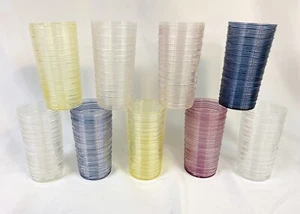 Vintage Imperial Glass Spun Reeded 12 Oz. Straight Side Tumblers - Set of 9 - Foto 1 di 6