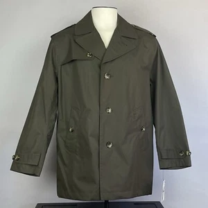 NWT London Fog Mens Fully Lined Rain Trench Coat Size Large Olive Green 121545 - Picture 1 of 13