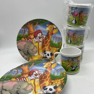 Vintage Set McDonalds Plate & Cup Mug Ronald and Zoo Animals 1996 NEW - Picture 1 of 7