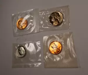 1956+1957+1960+1964 Mixed Proof Set/Lot * Gem Proof (In cello) * 4 Coins * XL31 - Picture 1 of 4