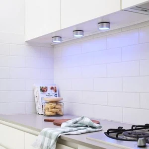3 Pack LED Under Cabinet Lighting 3 Colors RGB Puck Counter Light + Remotes AU - Picture 1 of 4