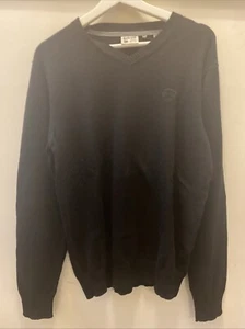 Jersey negro Schott NYC para hombre talla grande algodón/lana manga larga - Imagen 1 de 11